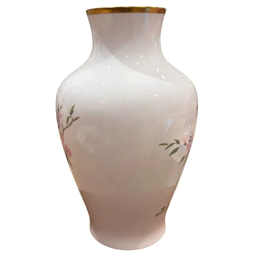 Vintage Boehm Tranquility Vase Bone China Doves Flowers Gold Rim High Gloss